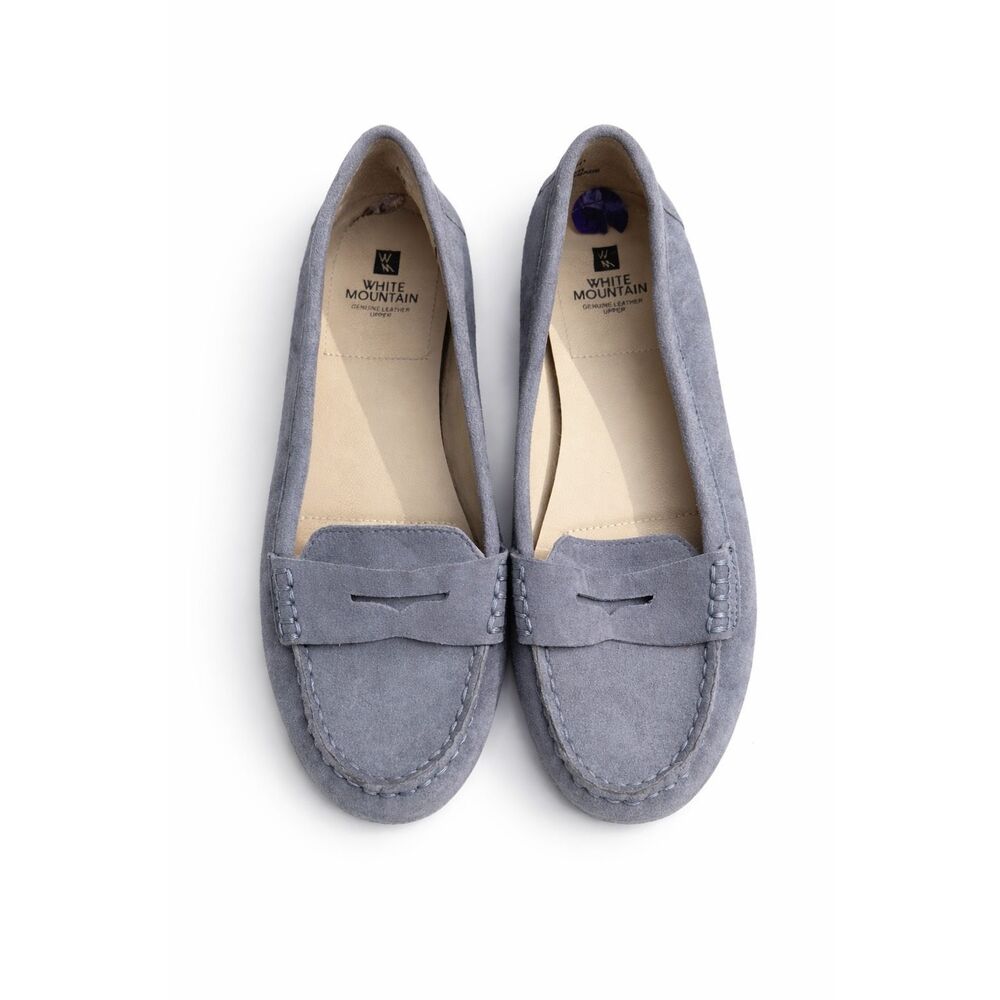 White Mountain Loafers Womens 8.5 Blue Suede Slip On Flats Comfort Shoes